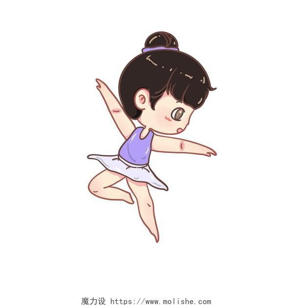 卡通Q版跳舞小朋友跳芭蕾的女孩舞蹈课png素材舞蹈人物元素